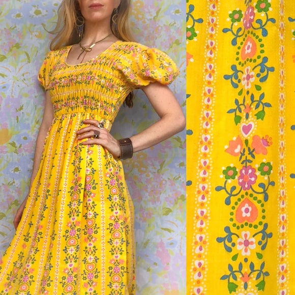 SOLD Vintage🌼70s Peasant Empire Waist Maxi Dress - Picture 4 of 8
